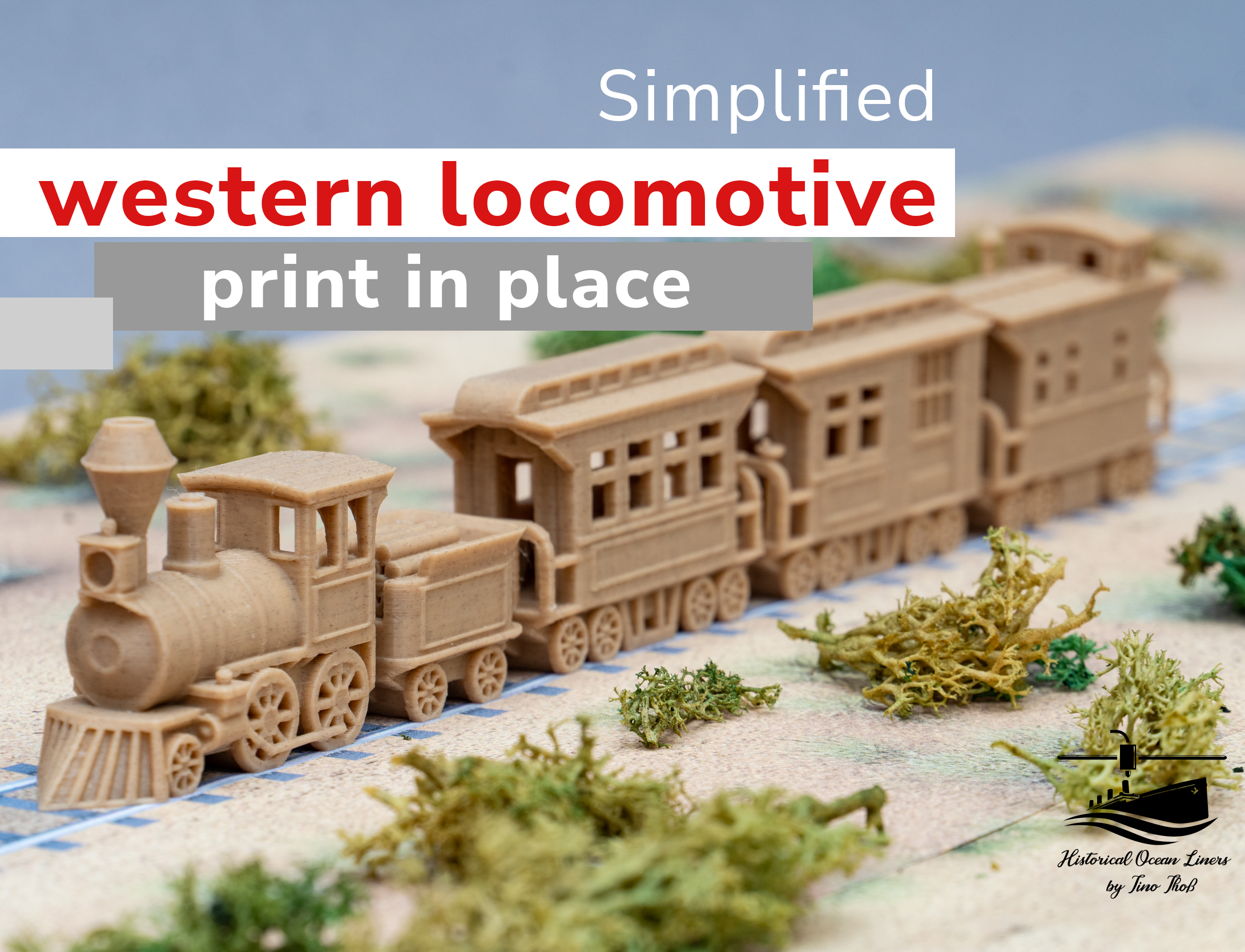 Simplified western locomotive as print in place
