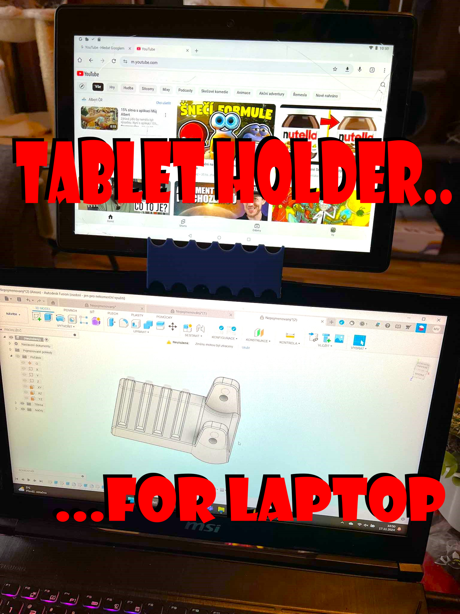 Držák pro tablet na notebook