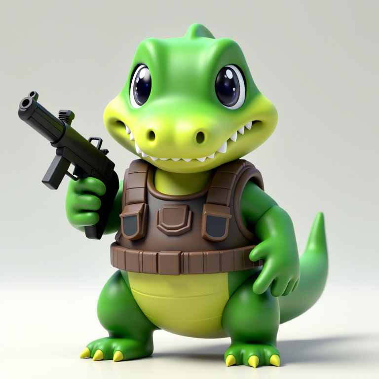 cute alligator with gun
