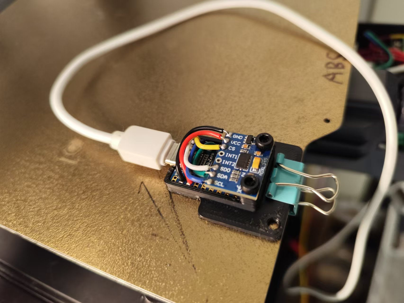 Ender3S1 ADXL345 Resonance Testing Probe Mount (Bed+Extruder 2-in-1)