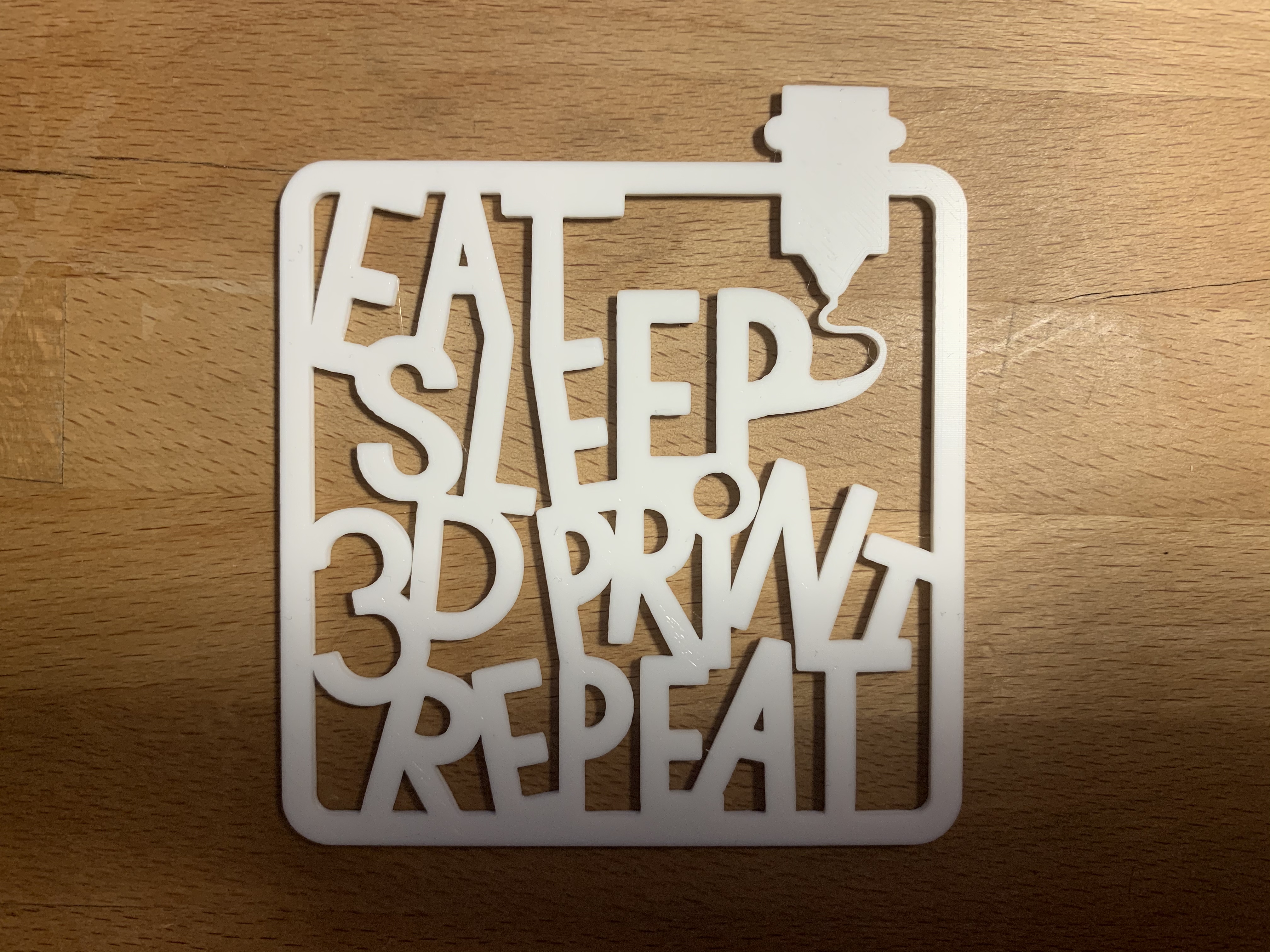 Eat sleep 3D-print repeat coaster for printing-nerds