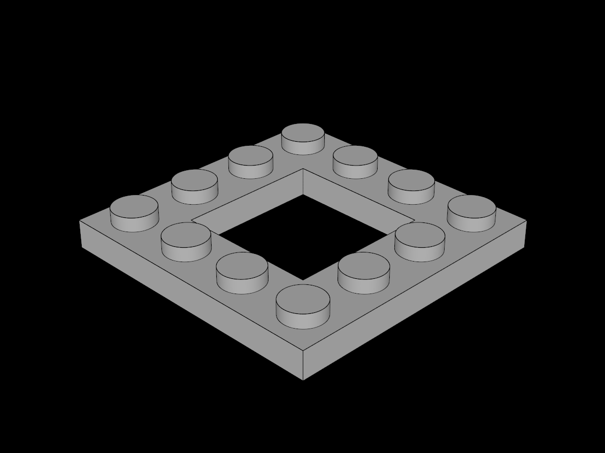 Lego Compatible (64799.dat) Plate  4 x  4 with Open Centre  2 x  2