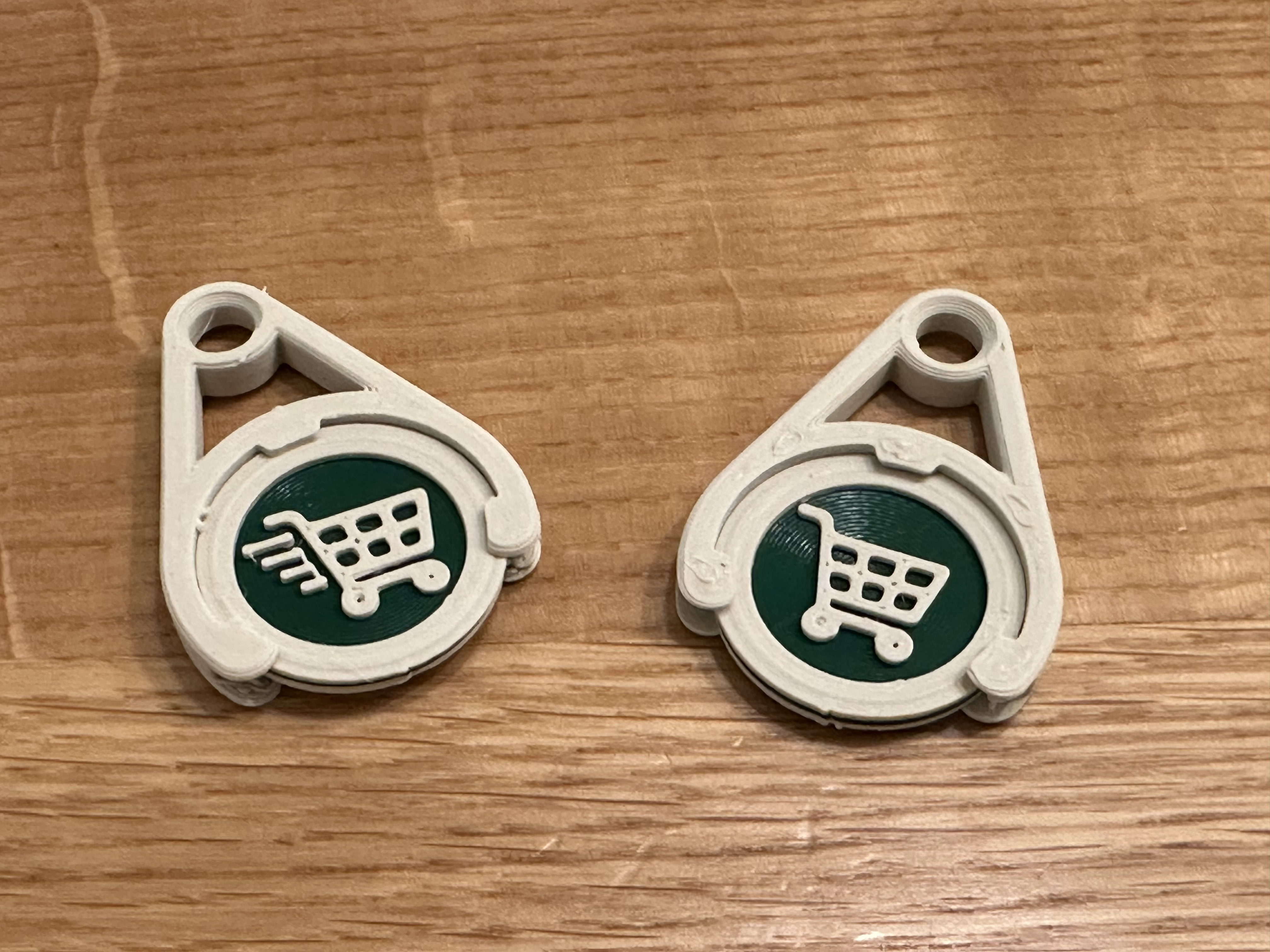 2 color, double sided Supermarket-Cart Coin and Holder