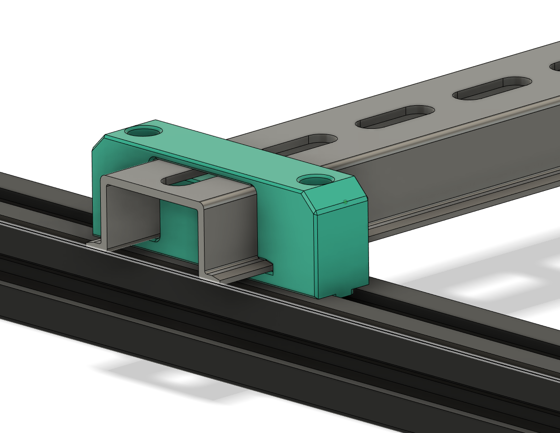 Din 35x15 mount on 2020 extrusion T or V slot "reversed"