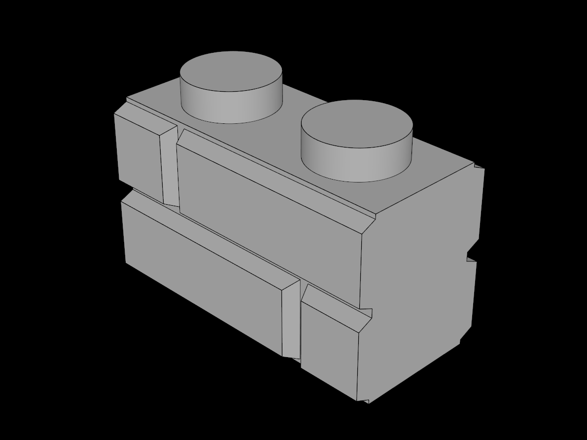 Lego Compatible (98283.dat) Brick  1 x  2 with Embossed Bricks