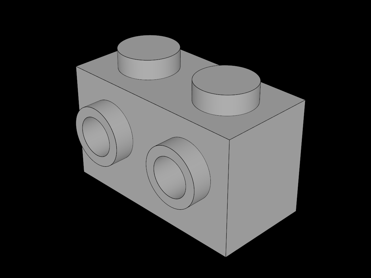Lego Compatible (52107.dat) Brick  1 x  2 with Studs on Sides