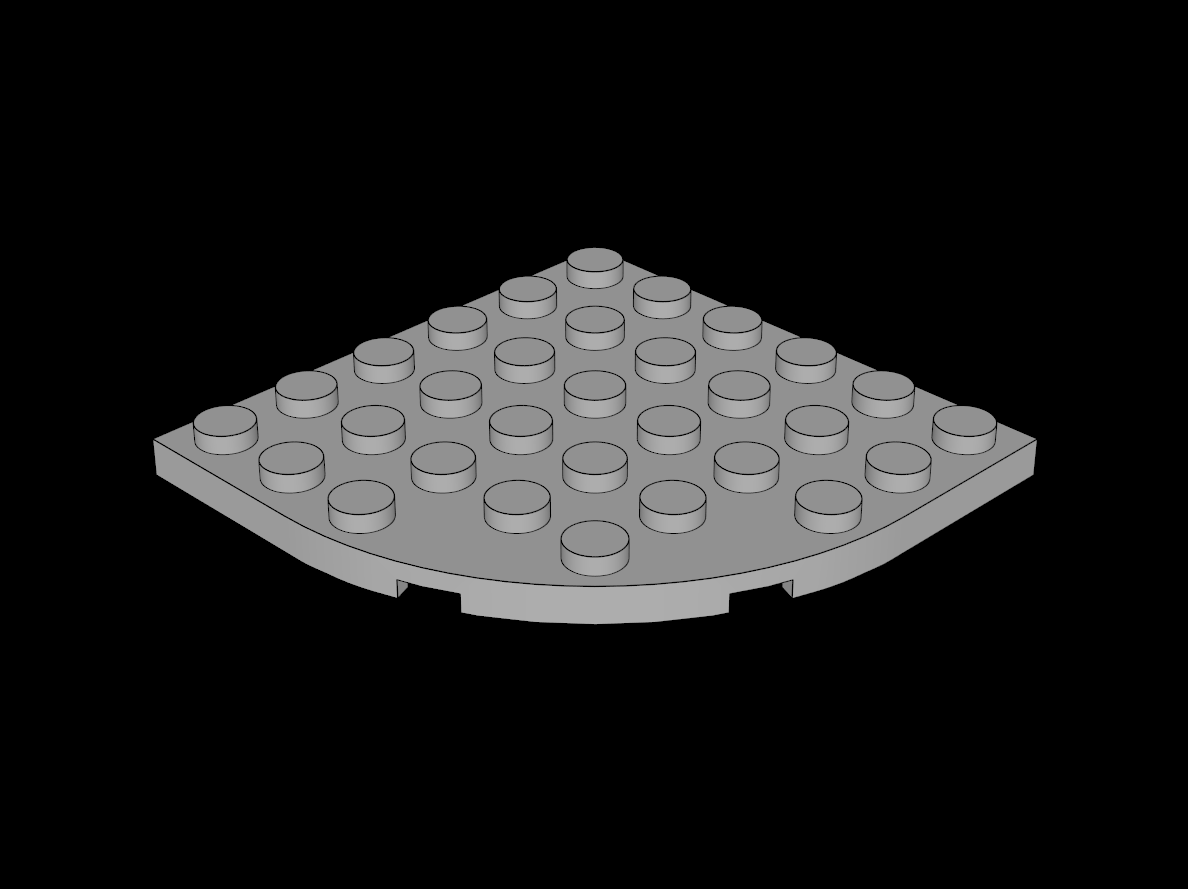Lego Compatible (6003.dat) Plate  6 x  6 with  4 x  4 Round Corner