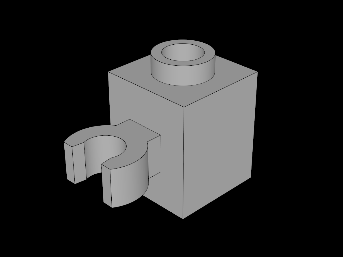 Lego Compatible (60475b.dat) Brick  1 x  1 with Clip Vertical (Thick C-Clip) and Hollow Stud