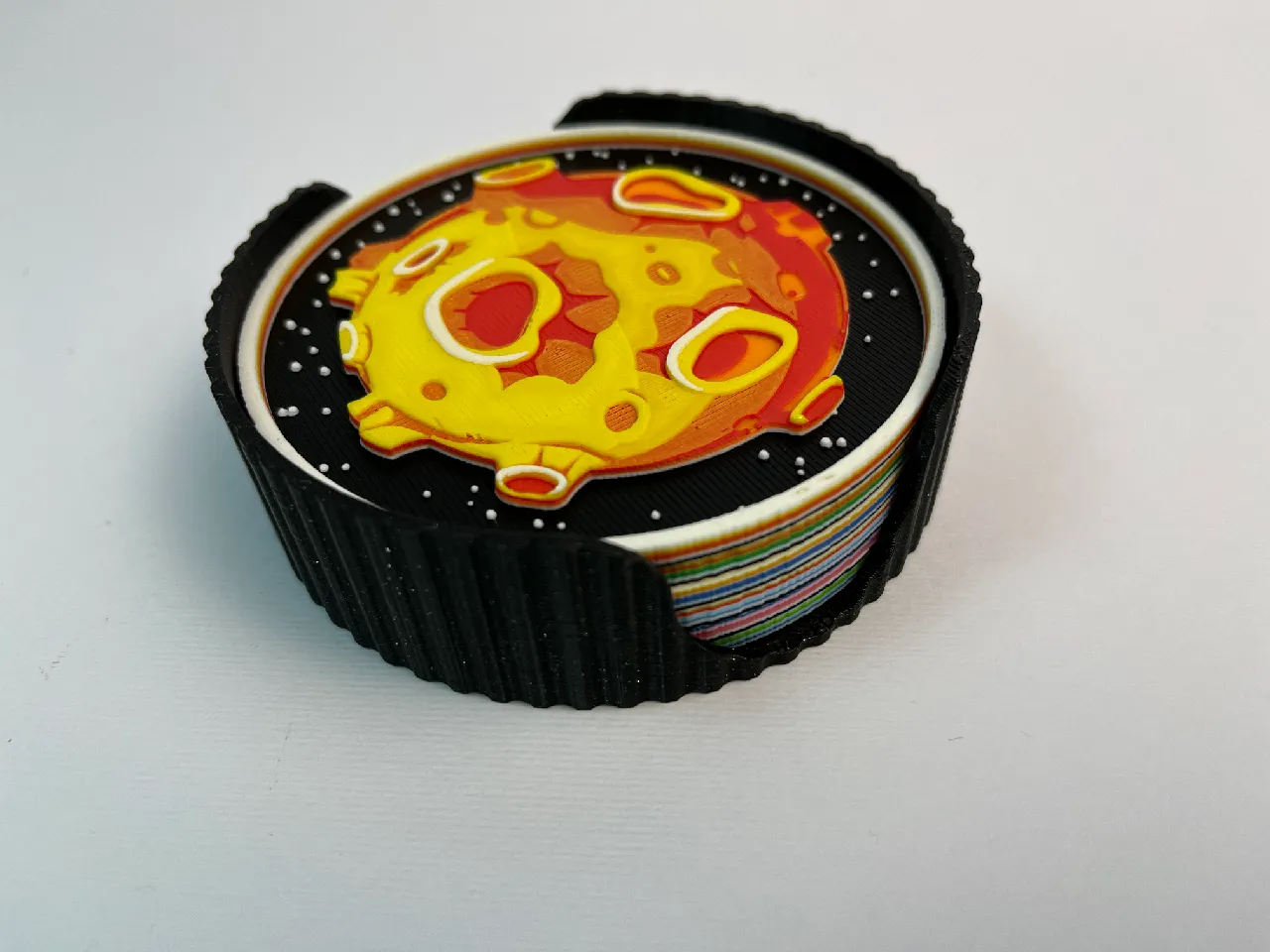 Planets Space Coasters, set of 6 + Coaster Holder by Valeria Momo