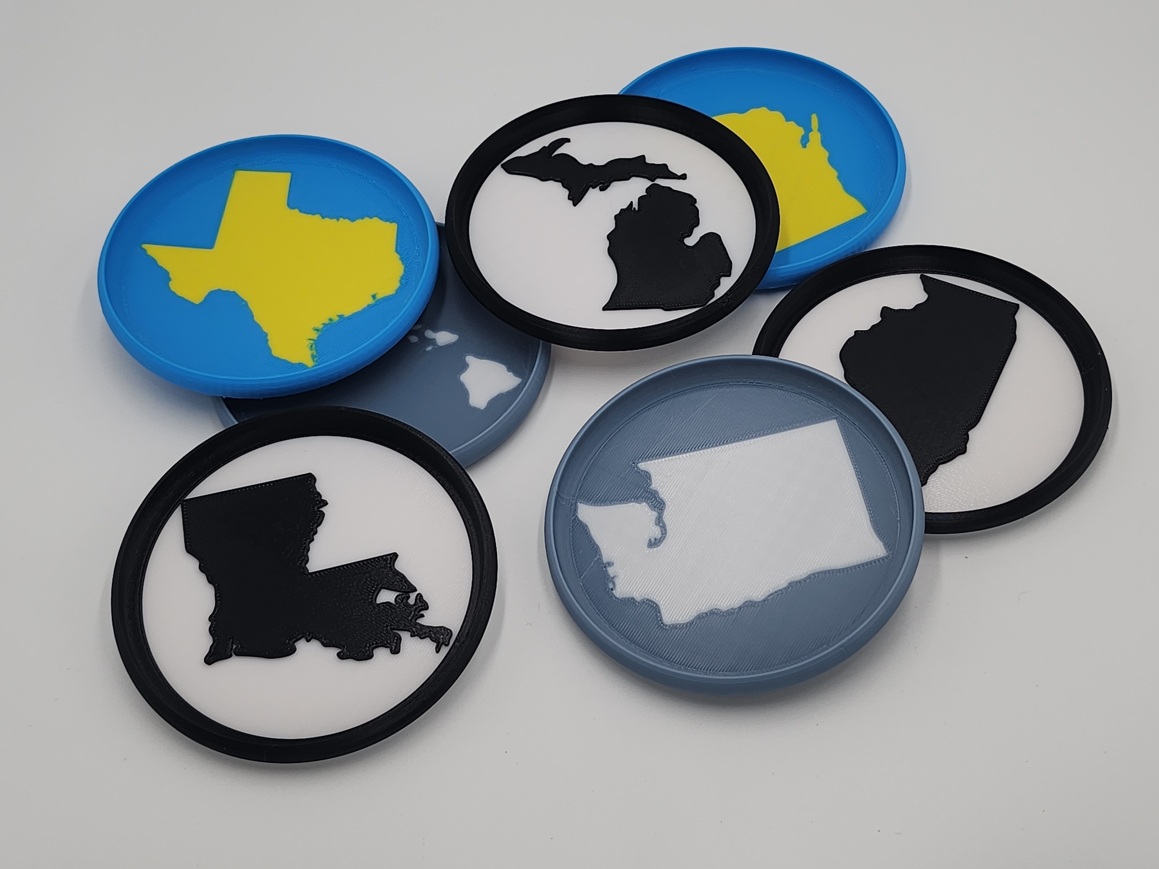 Fifty states stacking coasters, 95mm emboss version