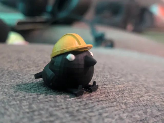 Bird wearing hard hat