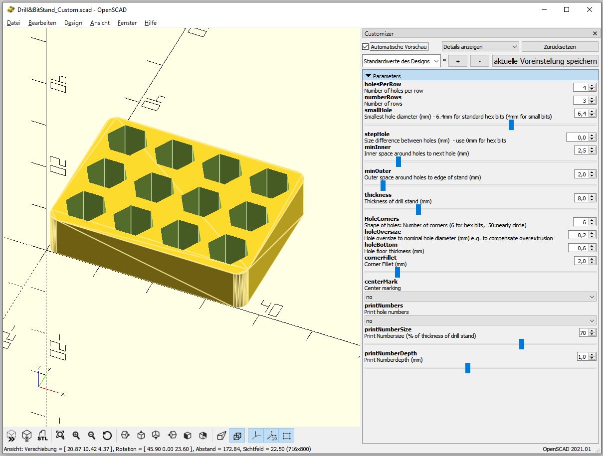 Miniatura 5 do modelo 3D Customizeable Drill- and Hex- Bit stand