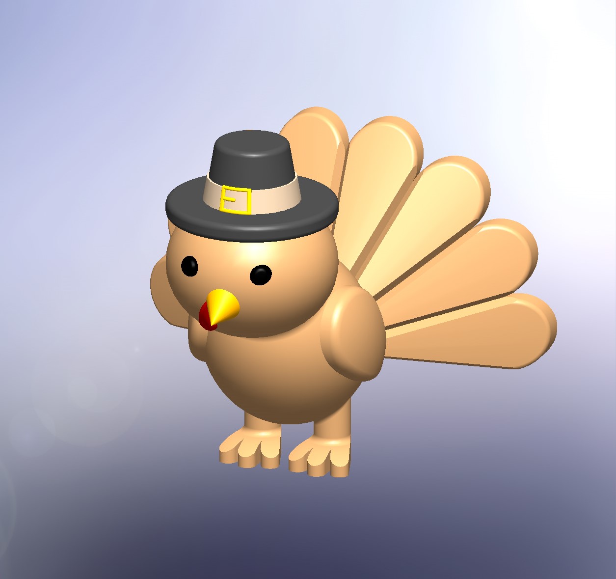 Cute Thanksgiving Turkey Model with Pilgrim Hat