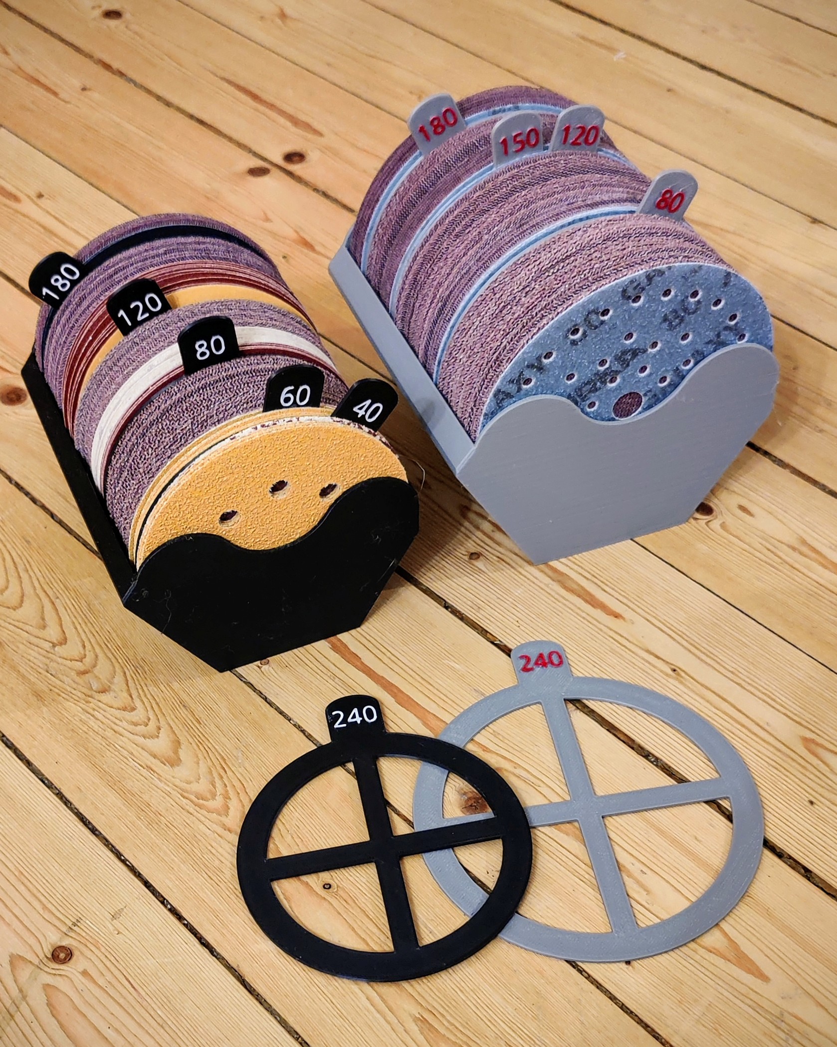 Sandpaper storage for 125 mm and 150 mm with dividers 3D model thumbnail
