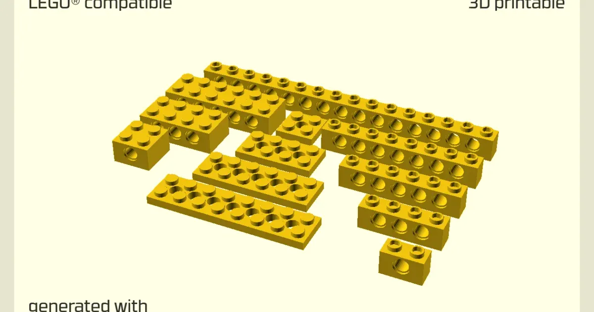 LEGO Technic compatible Brick Set STL Generator by MachineBlocks ...