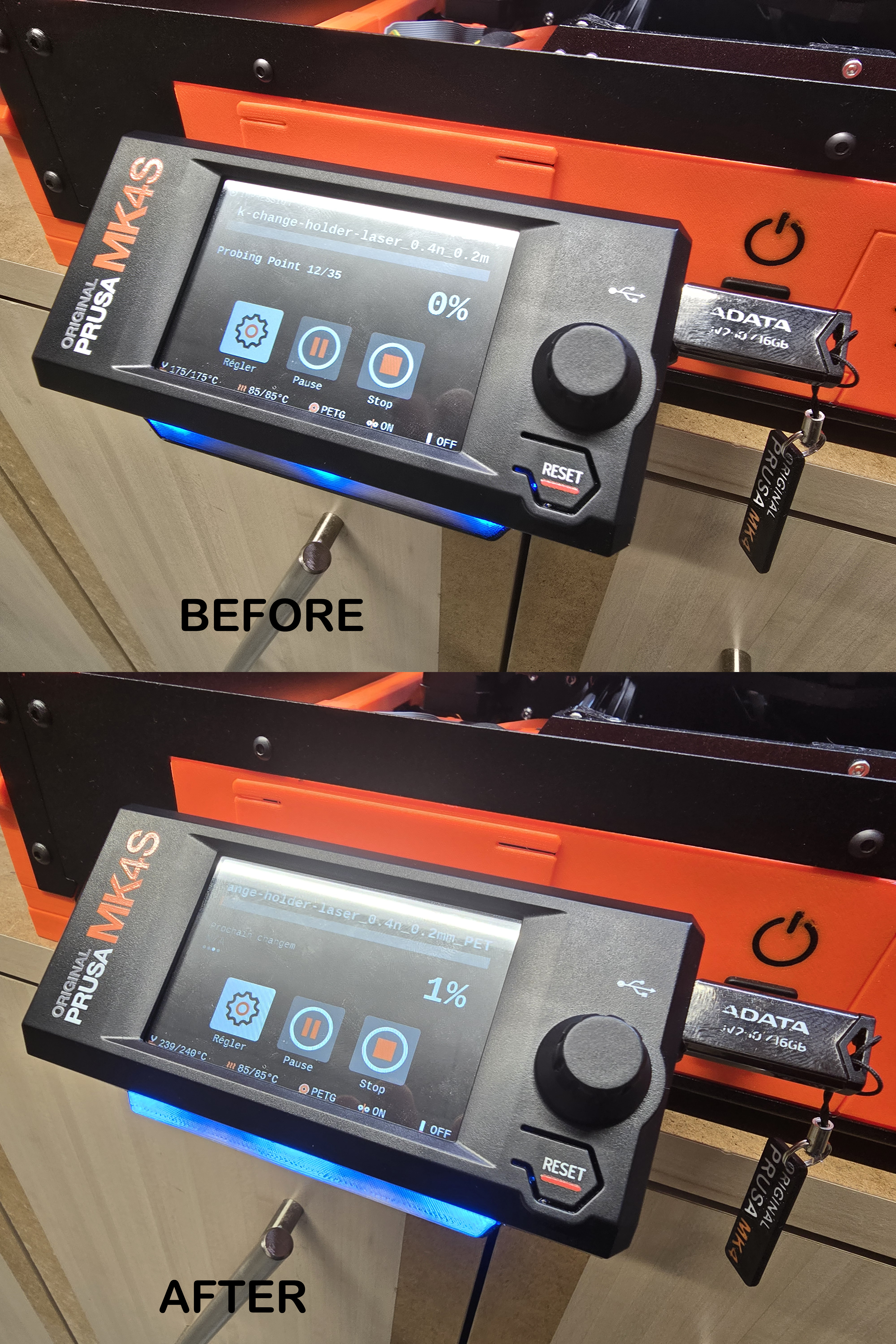 Original Prusa MK4S RGB Status LED Diffusor xLCD