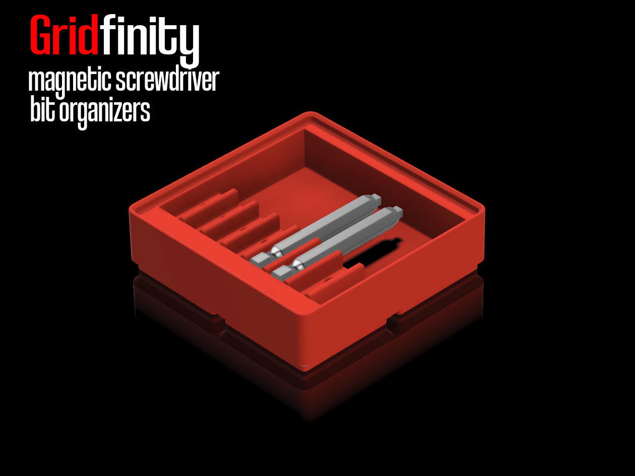 Gridfinity Magnetic Screw Driver Bit Organizers