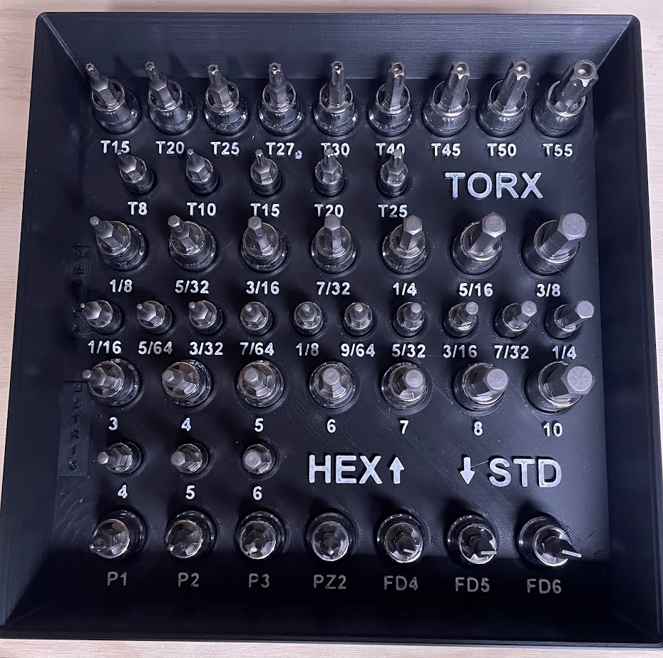 3/8 + 1/4 drive bit holder from husky 270pc toolbox (torx, hex, Philips, standard)