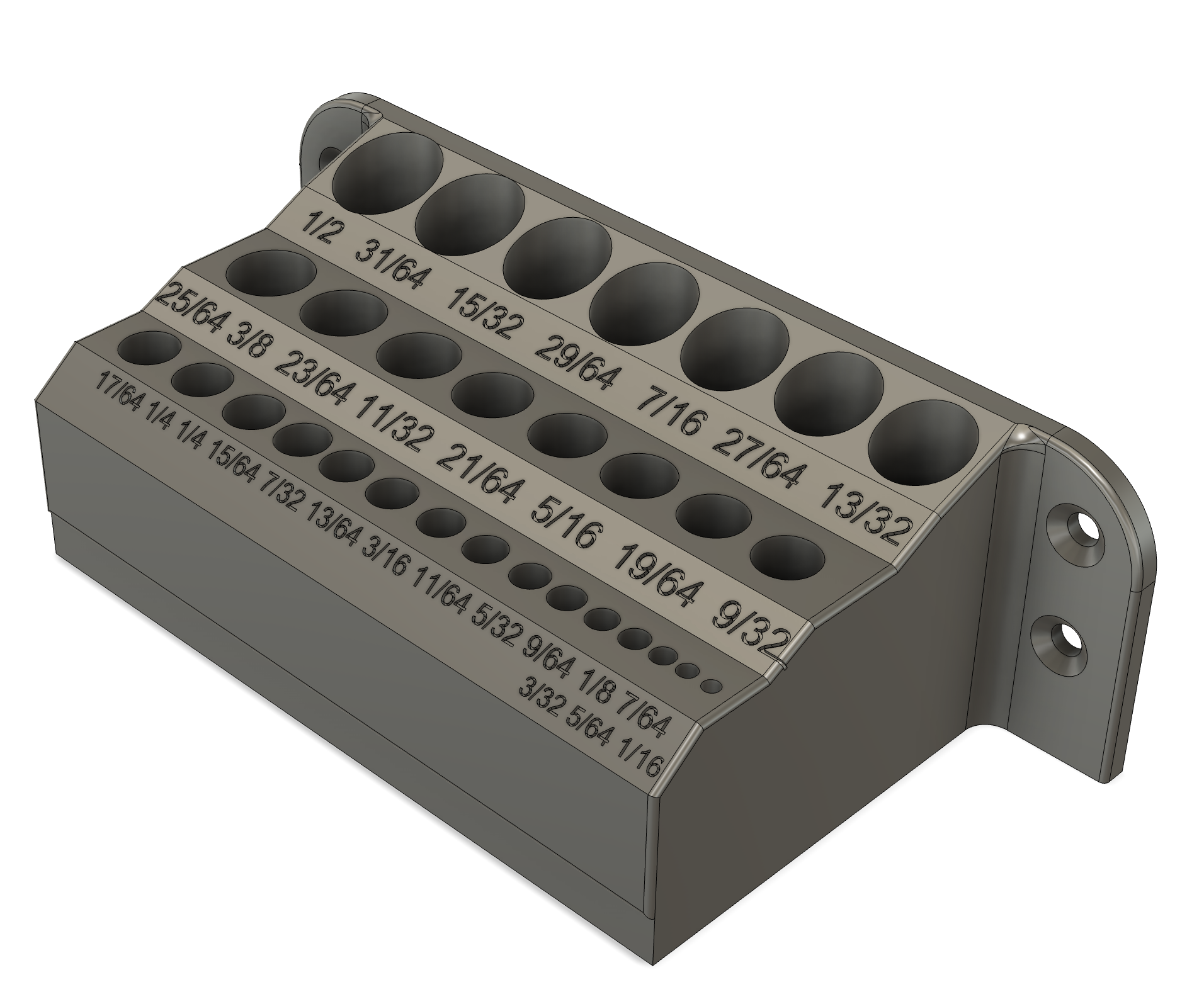 Standard Drill bit set wall mount .0625 to .5 inches