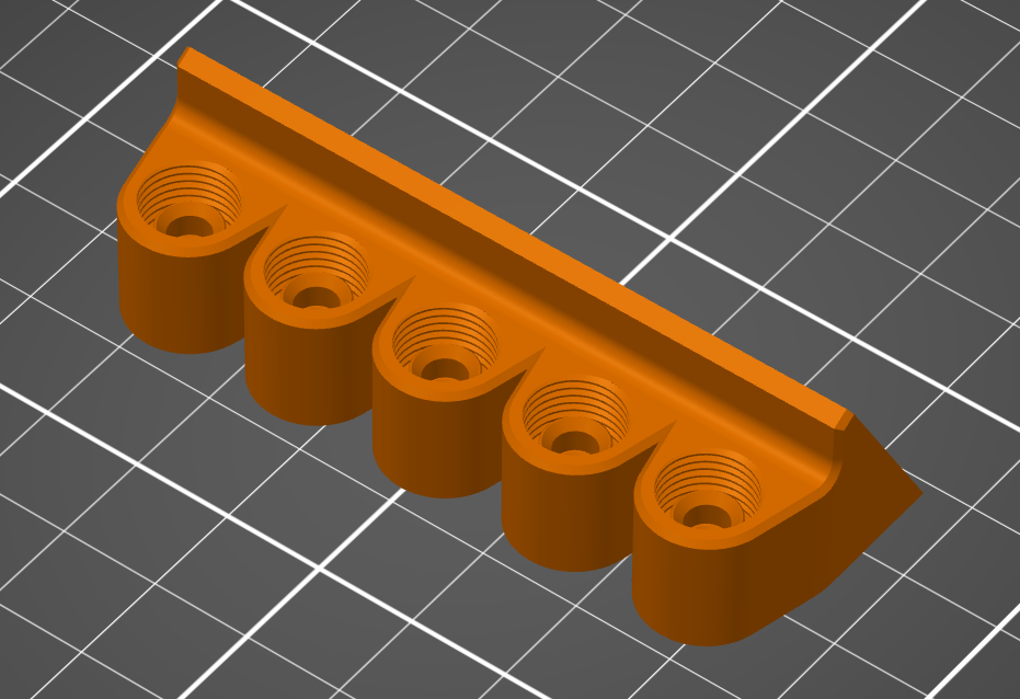 Five-way connection block (PC4-M10) with thread on both sides