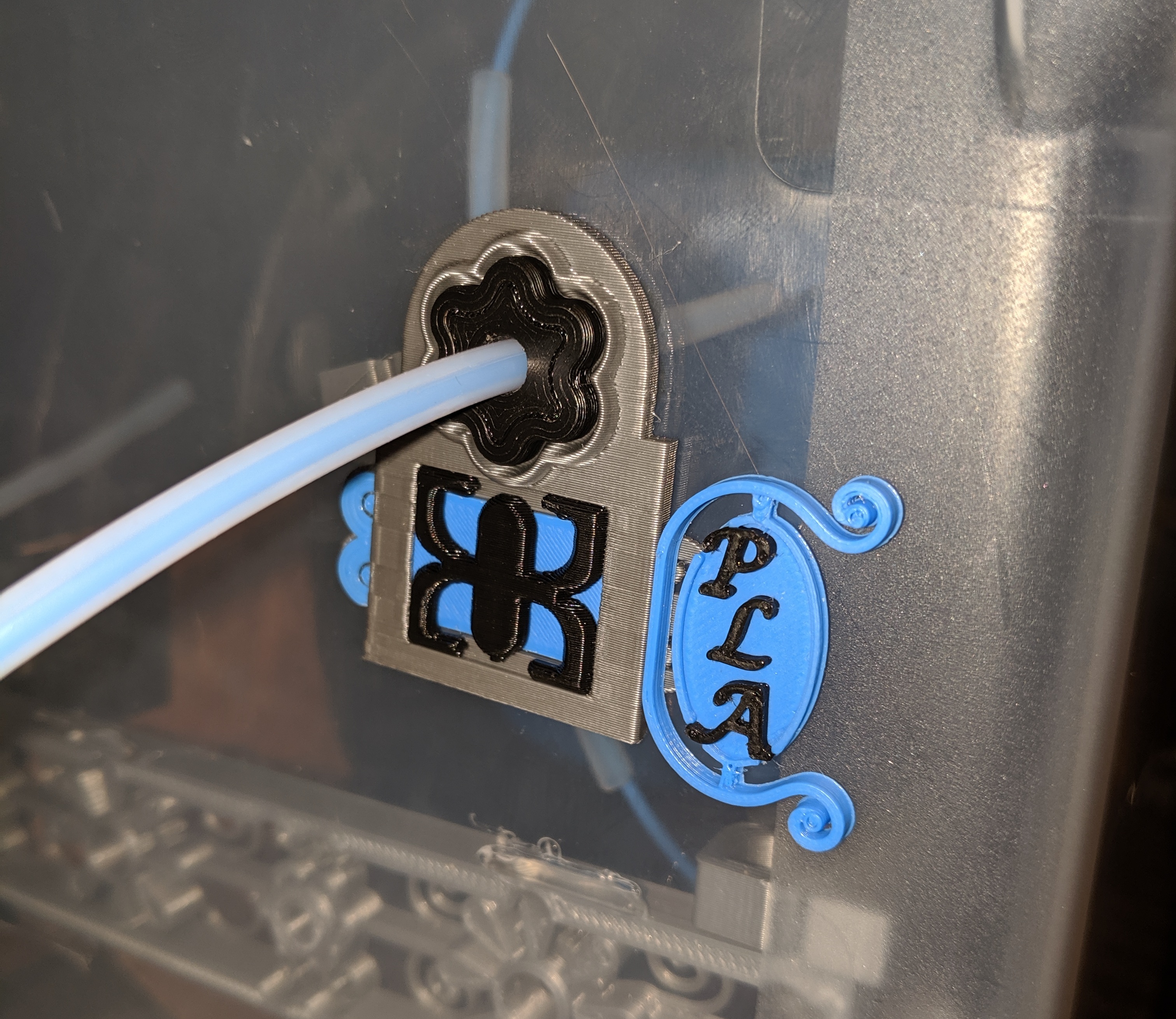 filament box feed-through and label