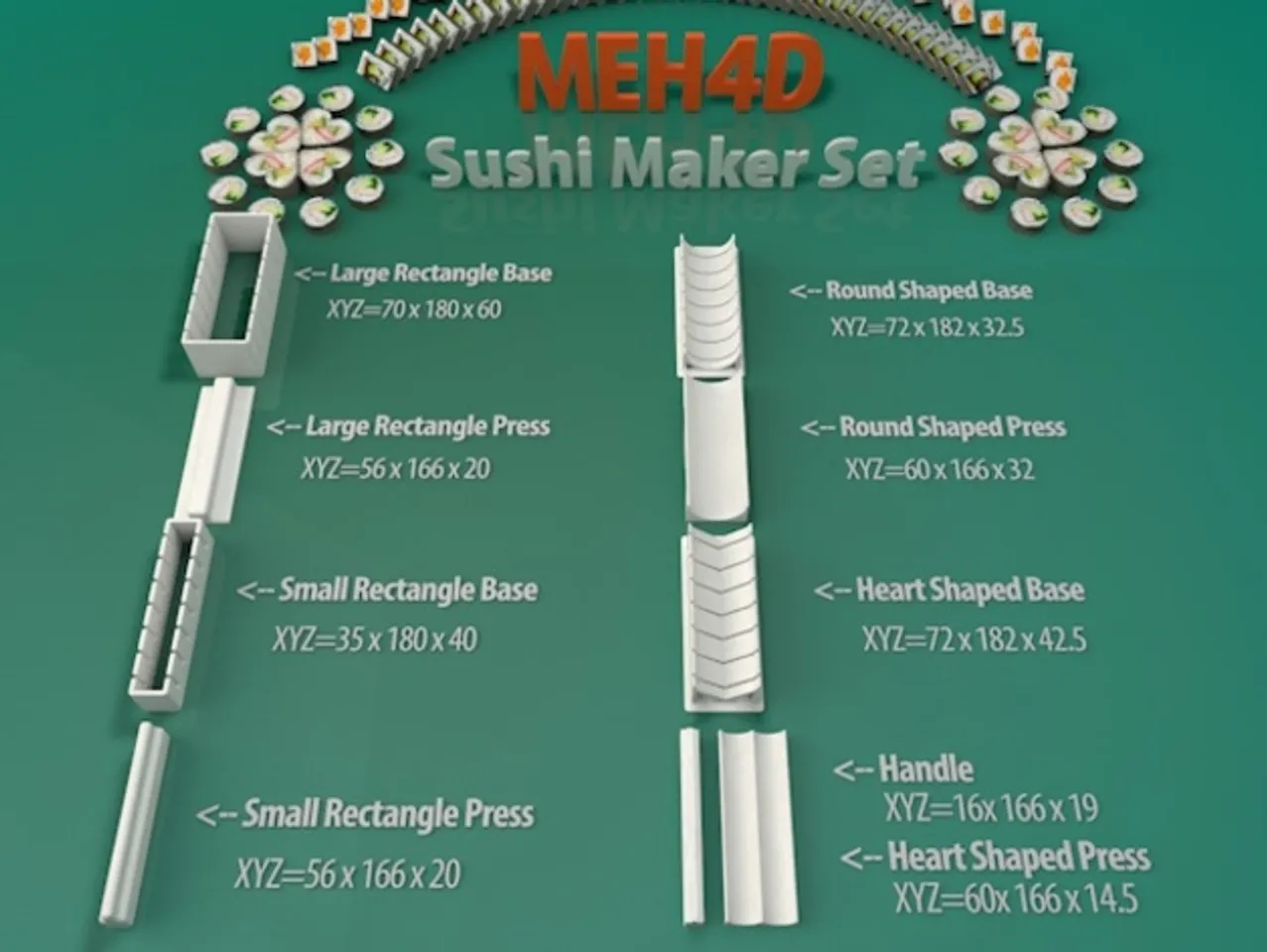 Nigiri sushi mold by MTZD, Download free STL model