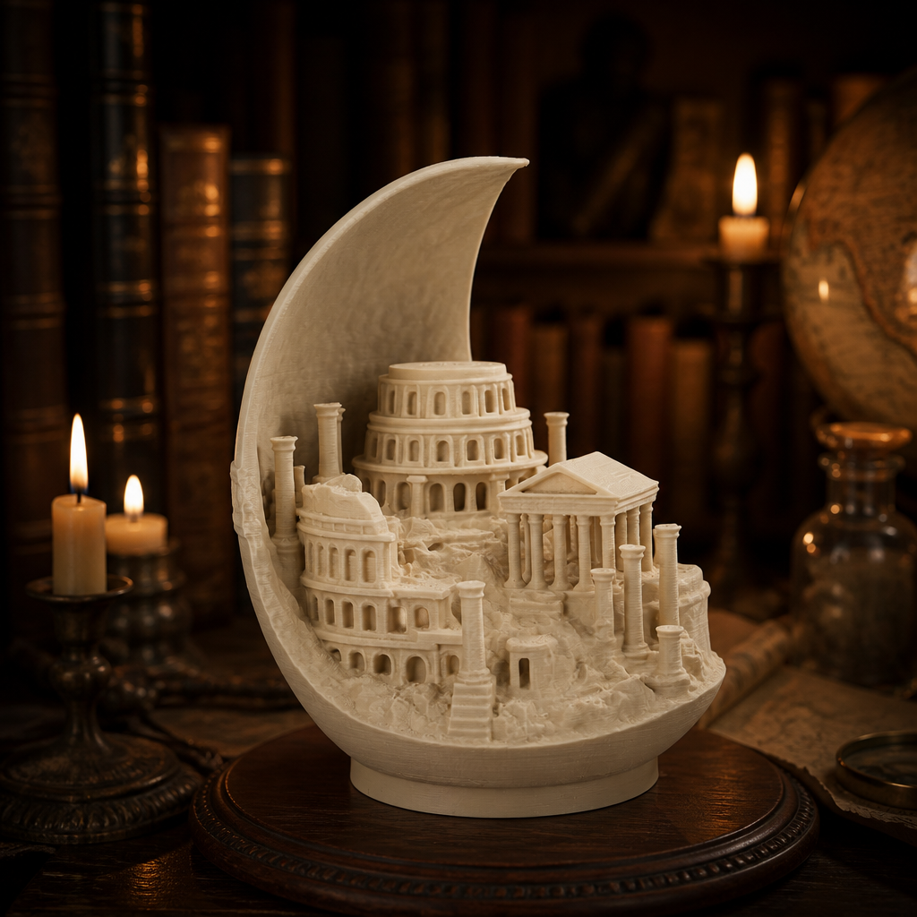 Roman Ruins Crescent Moon Sculpture