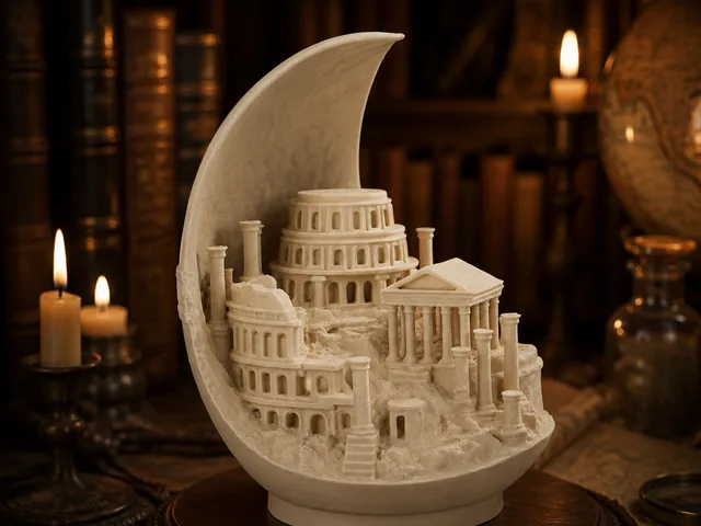 Roman Ruins Crescent Moon Sculpture