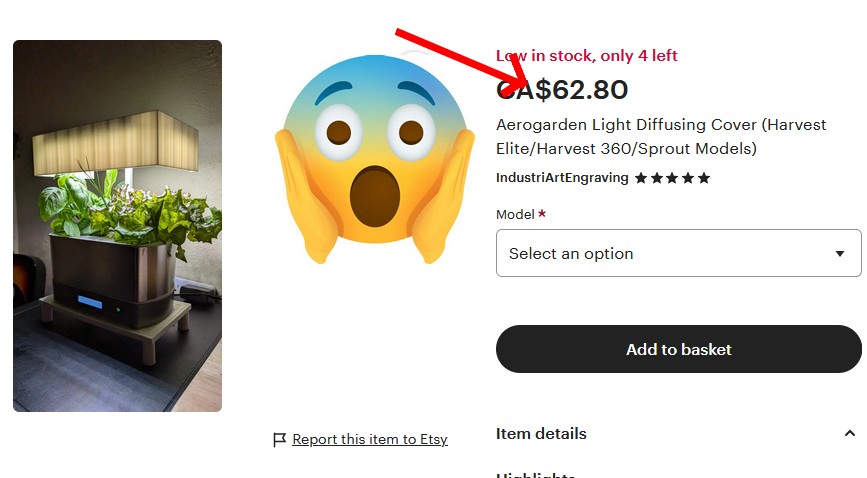 Aerogarden Shade Light Diffuser Diffusing Cover Shroud Nightlight Colorizer Harvest Bounty — miniatura 3
