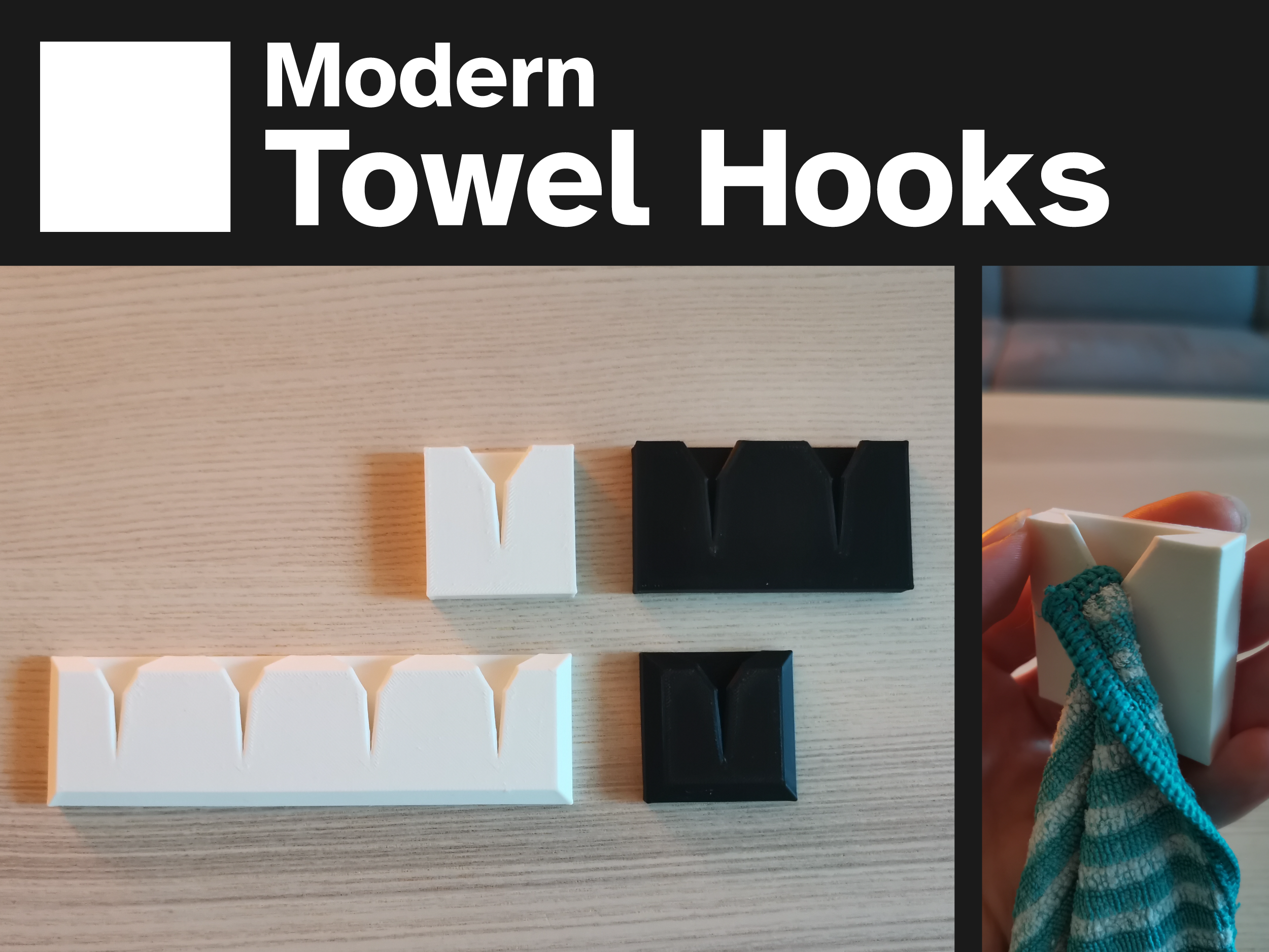 Modern Towel Hooks - Square  (10 variations)