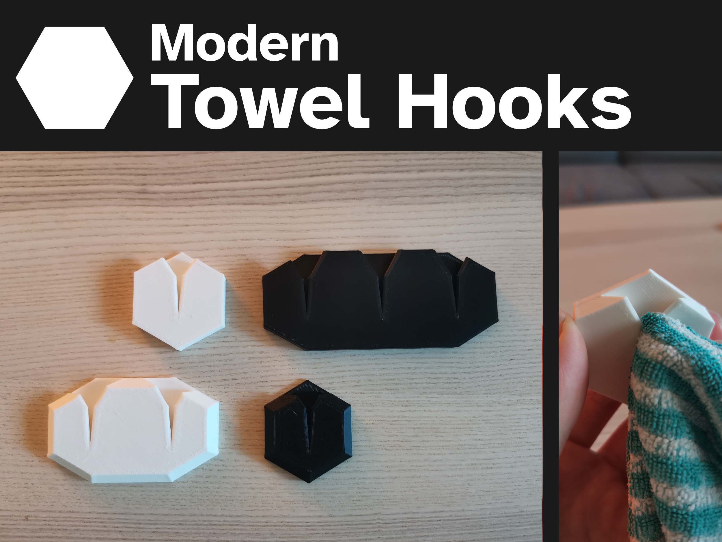 Modern Towel Hooks - Hexagon (10 variations)