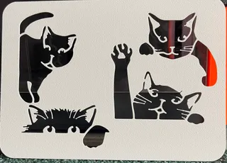 7 Cats - Template Stencil for drawing and painting