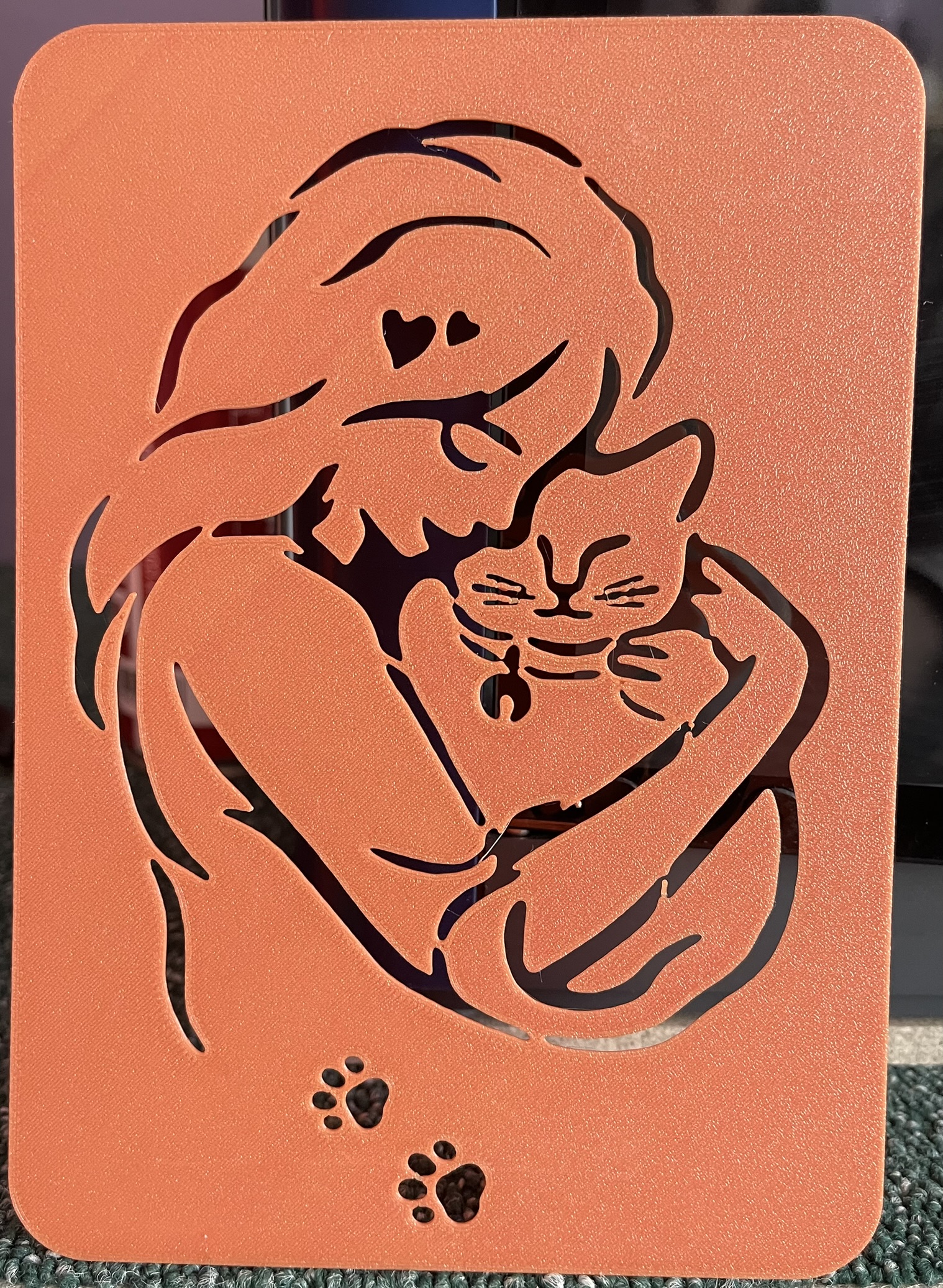 Girl with a Cat - Template Stencil for drawing and painting