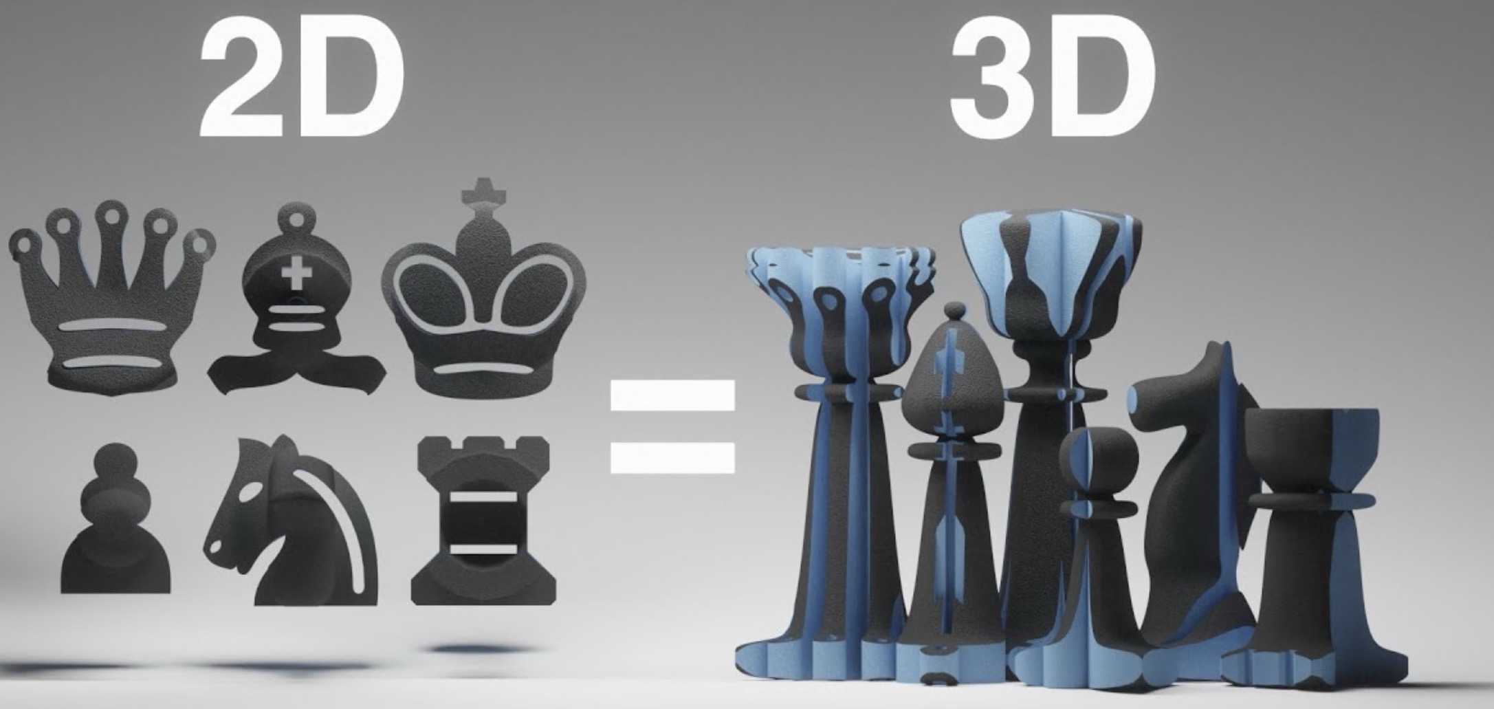 Chess set that works in 2D and 3D
