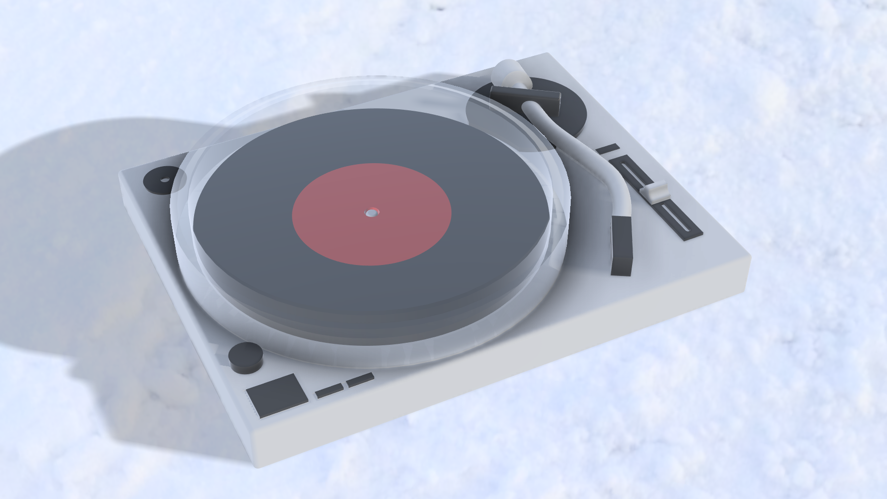 Turntable and Vinyl Coaster (with Cover)