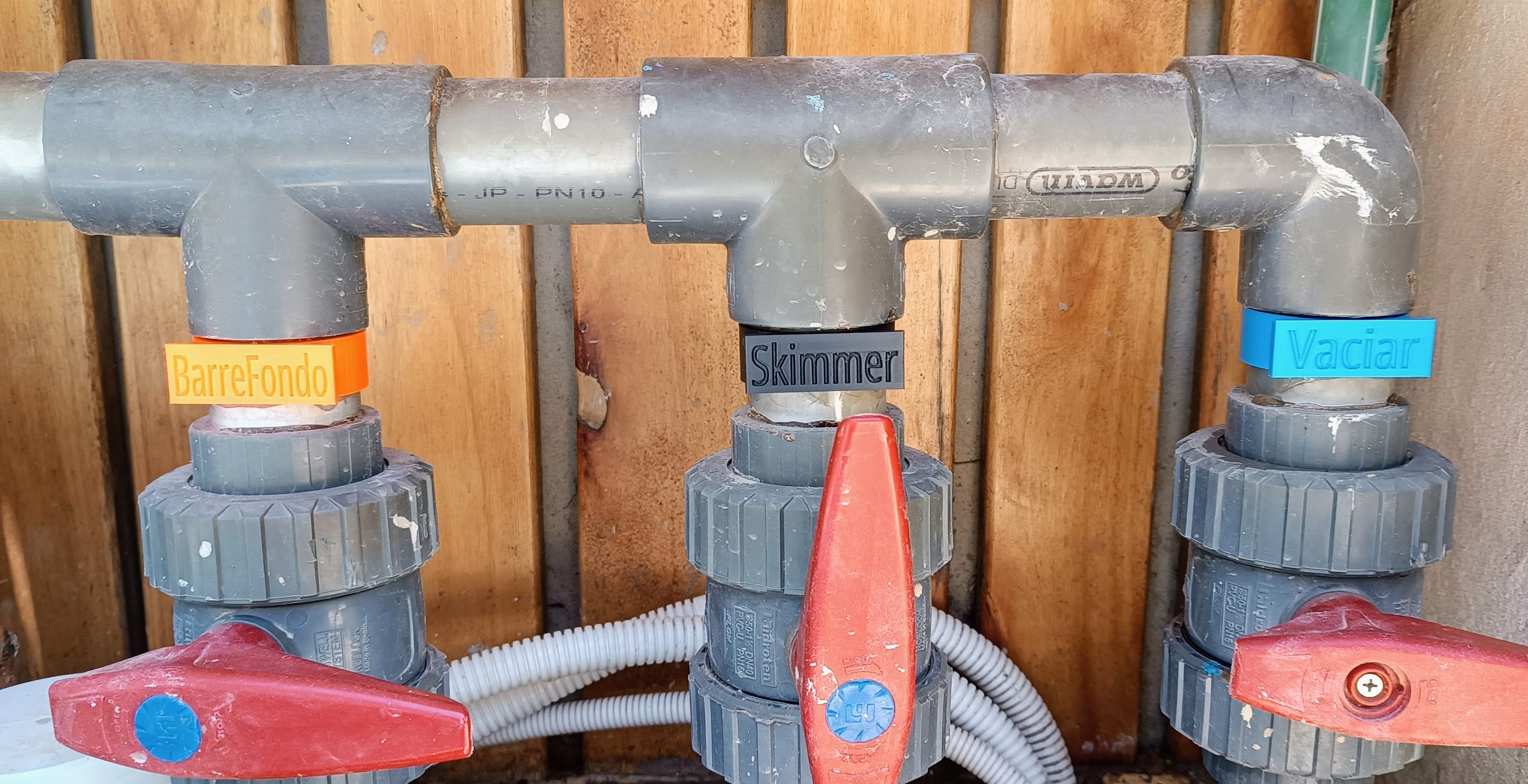 Pool 50 mm or 2 inch pipes labels