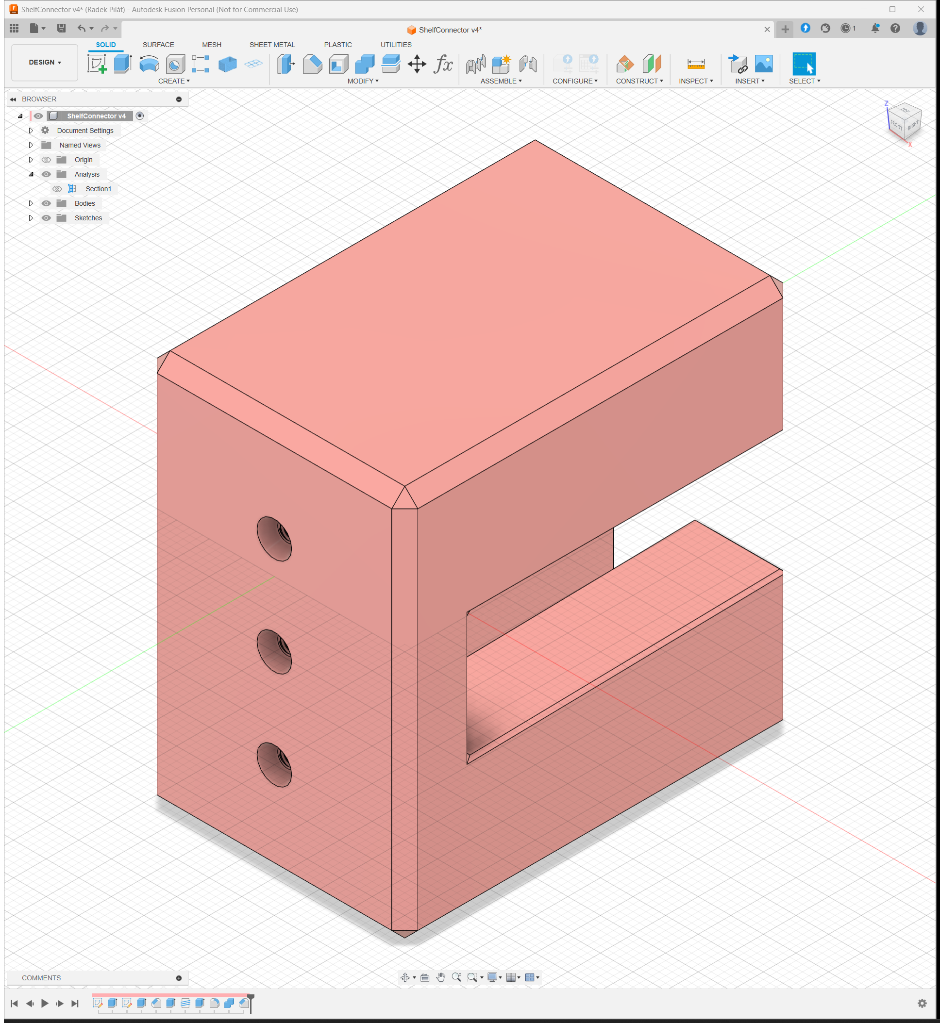 Shelf Connector with Threads (parametric; f3d)