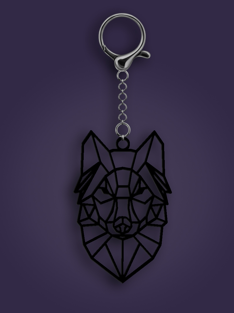 Geometric Wolf Keychain
