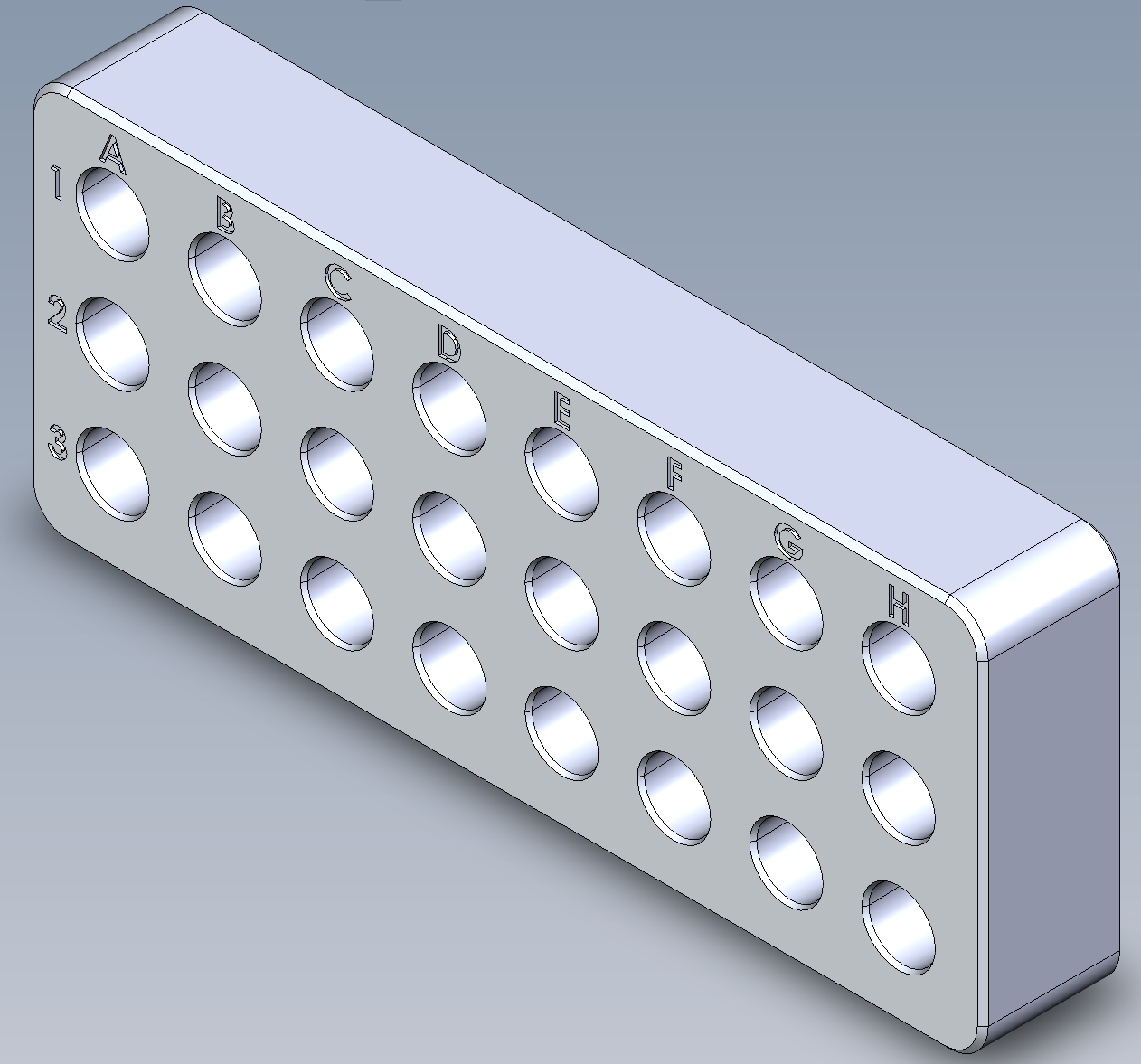 FACS Tube Holder 12mmx70mm Tubes 3x8 Tubes with embossed text