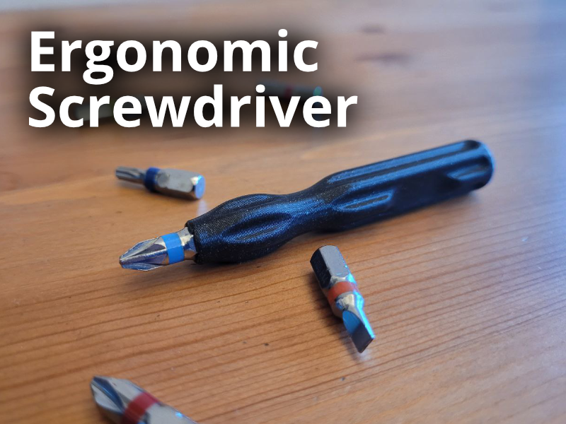 Ergonomic Screwdriver - Bit Holder 3D model thumbnail