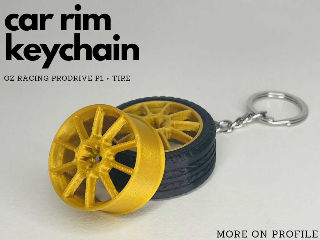 car rim and tire kechain - OZ racing prodrive P1