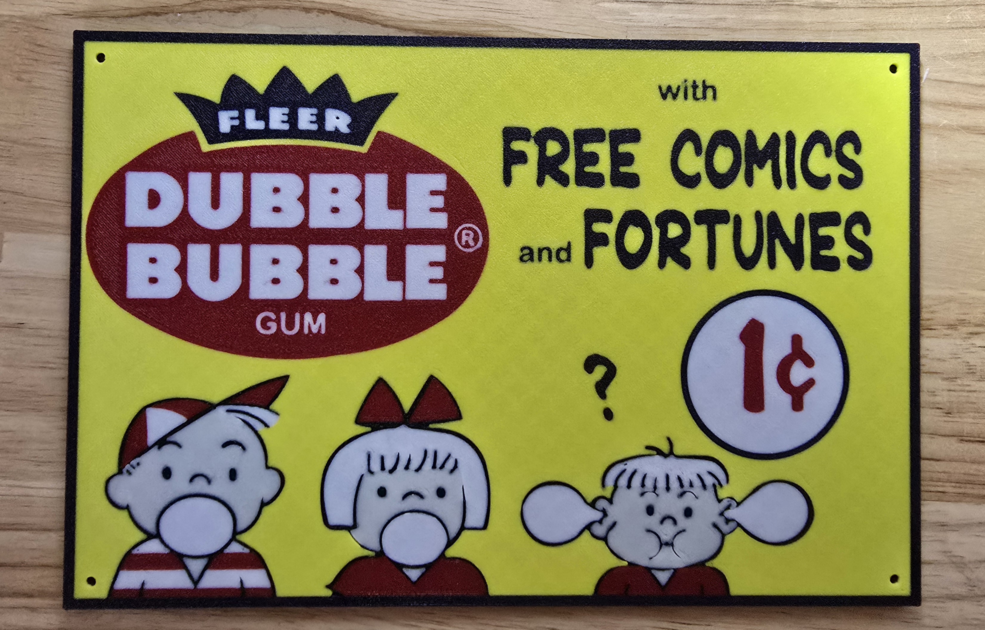 Replica of a Vintage Dubble Bubble Gum Advert Sign