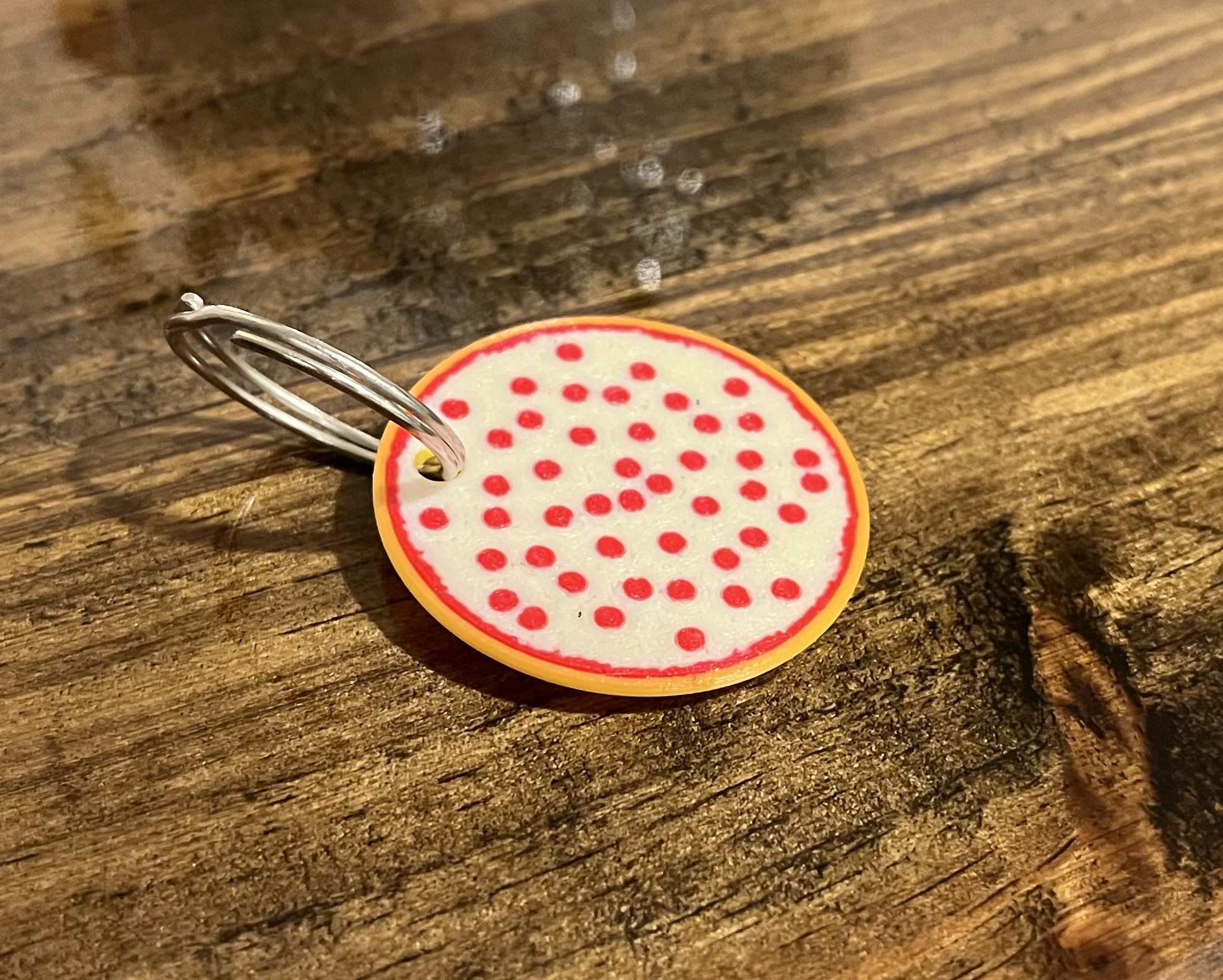 Pepperoni Pizza Keychain, or Earrings, or Ornament (Multi Color, Single Extruder, No AMS)