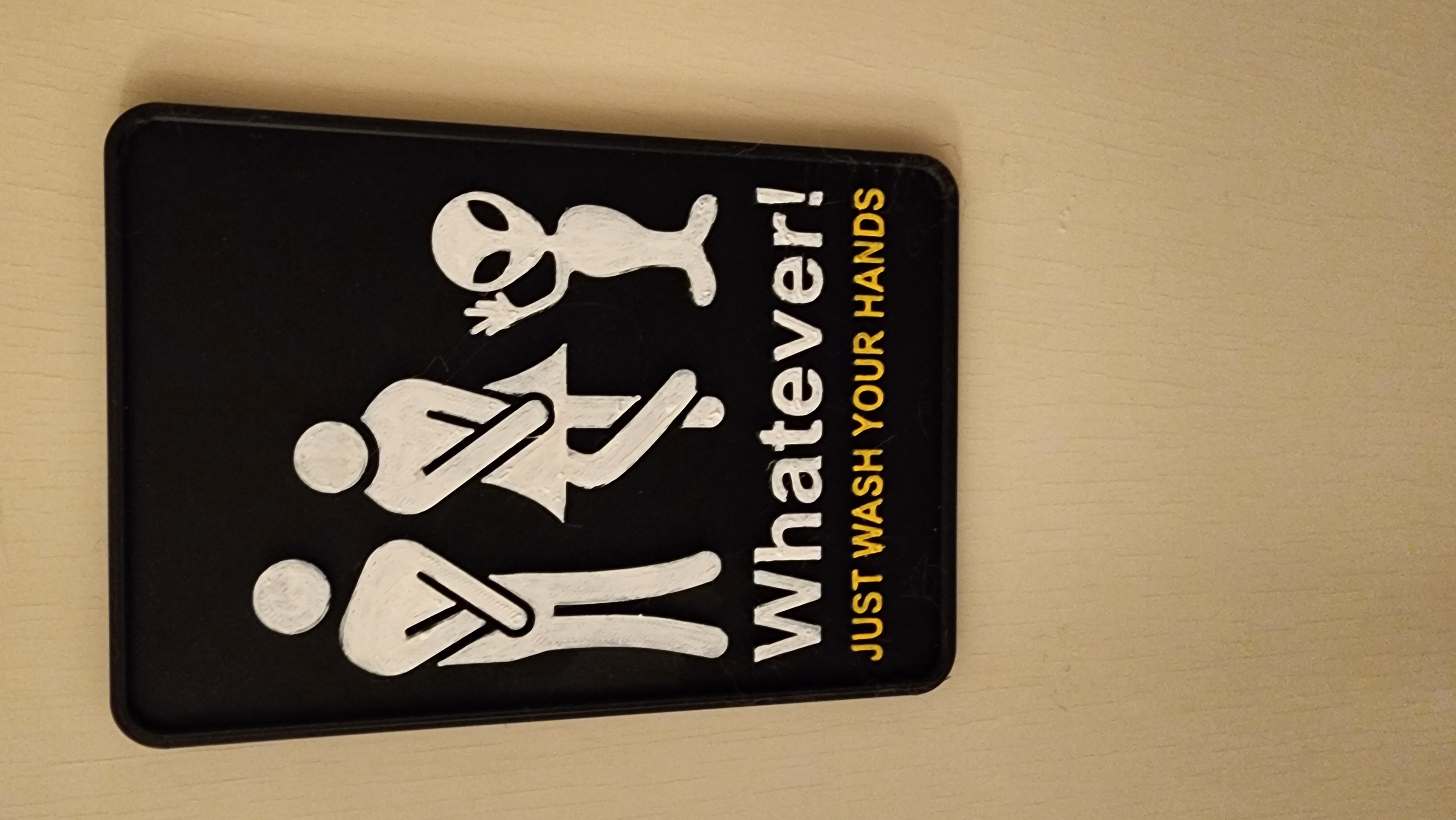 Alien vulcan salute bathroom sign