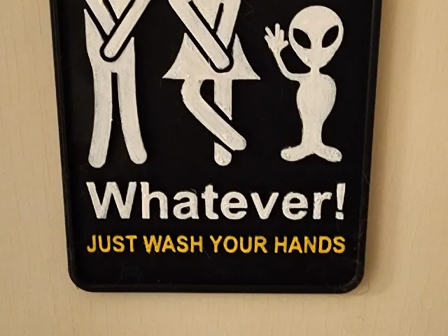 Alien vulcan salute bathroom sign