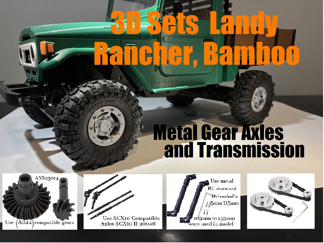 3Dsets metal gear axles for Landy Rancher Bamboo Black Crow