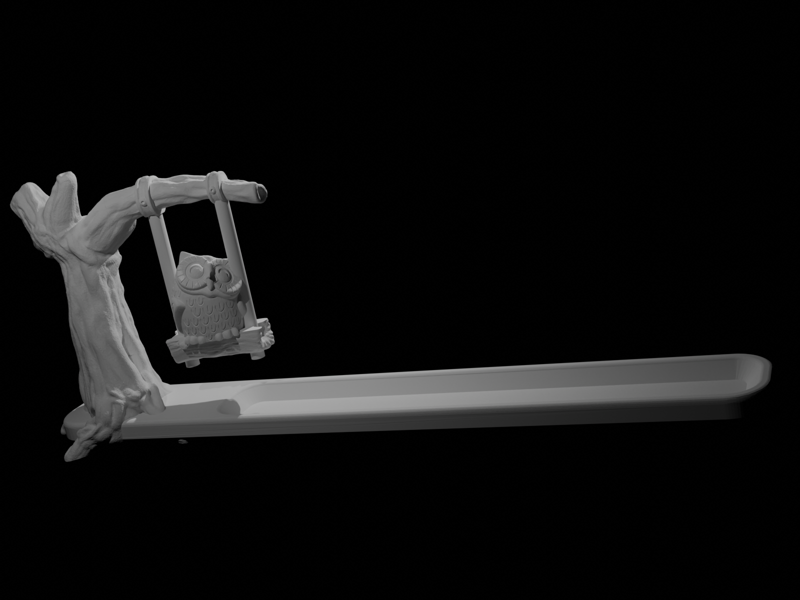 Owl/Tree/Swing Incense Holder 3D model thumbnail