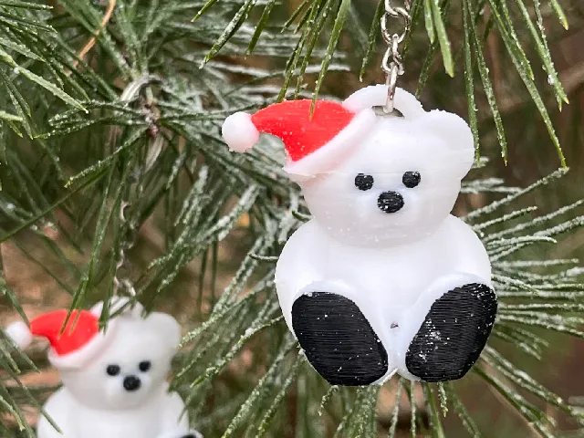 Beautiful teddy bear, Santa Claus keychain, Christmas tree bauble