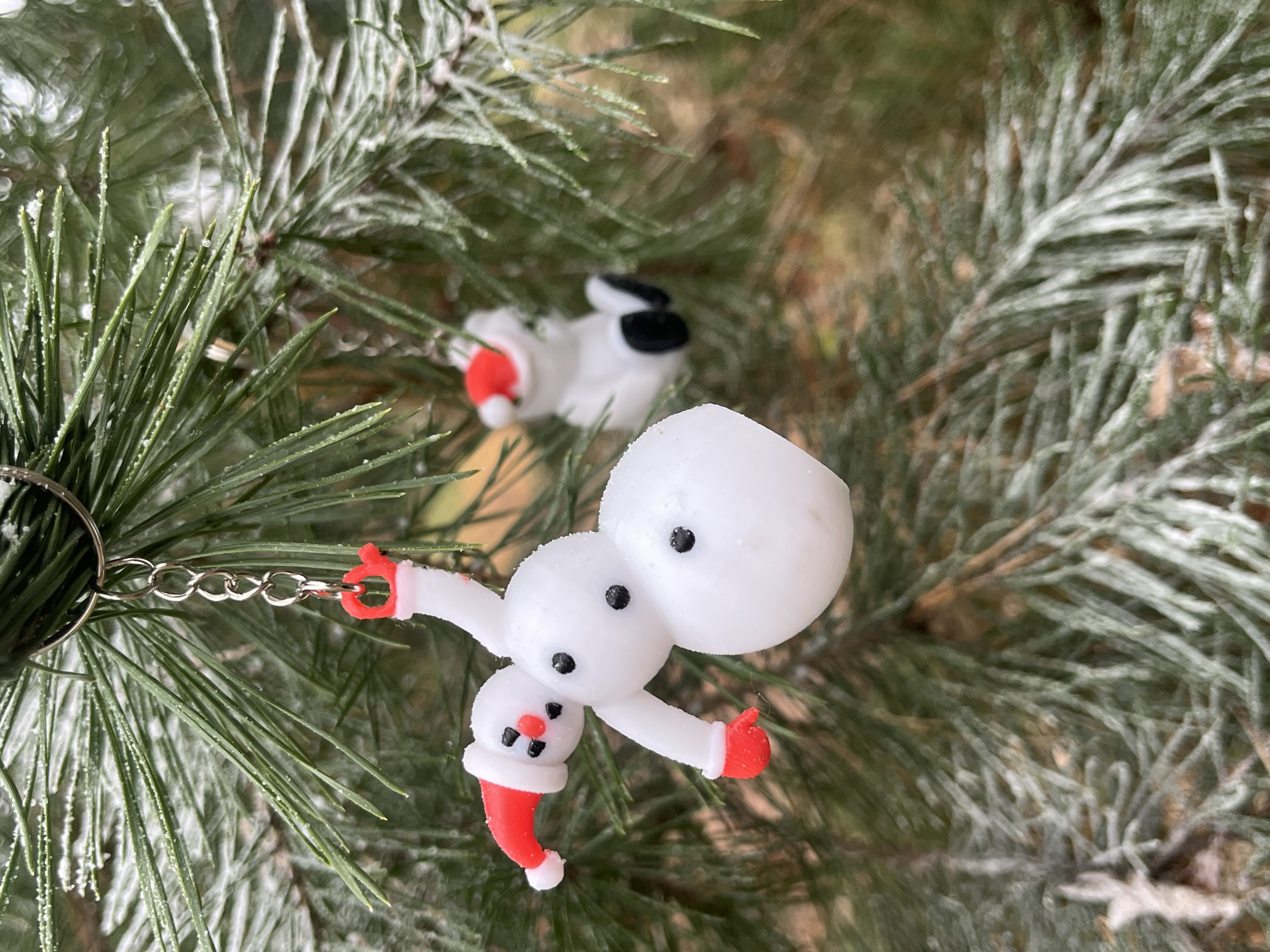 Falling snowman key pin, Christmas tree bauble