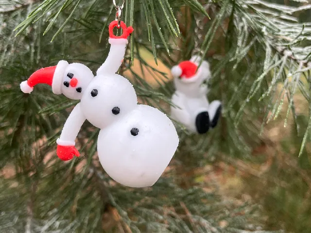 Falling snowman key pin, Christmas tree bauble